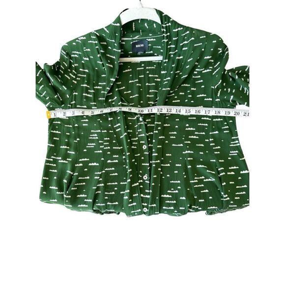 Maeve Women's Button Front Tie Collar 3/4 Sleeve Swing Tunic Blouse Green Small - Picture 6 of 9